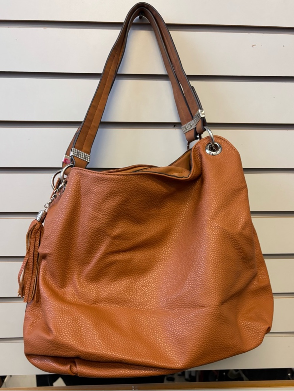 Charming Charlie Cognac Pebbled Hobo Shoulder Bag